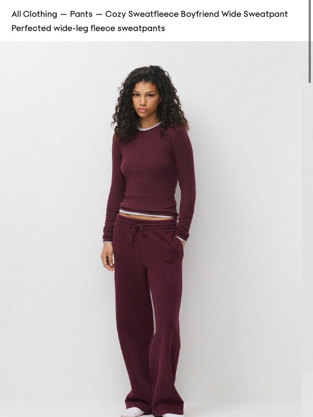 Aritzia Cozy Fleece Boyfriend Basic Wide Sweatpant